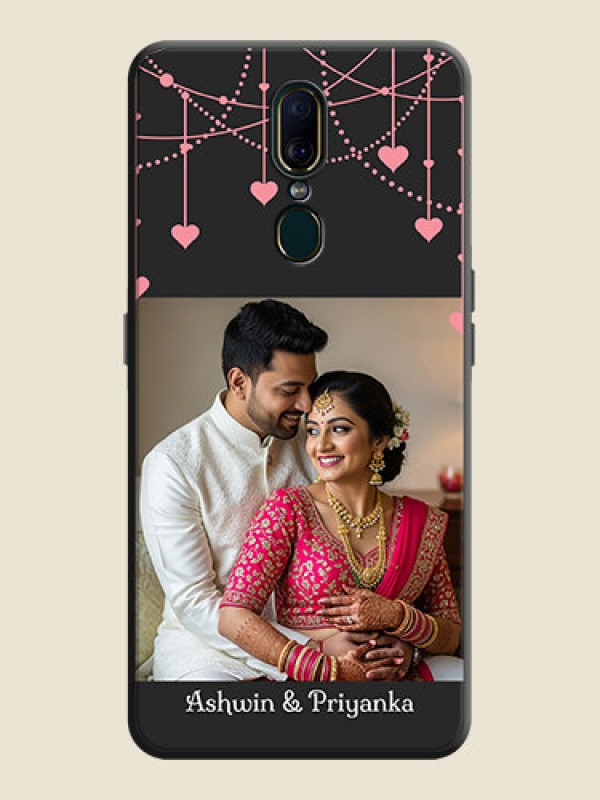 Custom Pink Love Hangings with Text on Space Black Custom Soft Matte Back Cover - Oppo A9