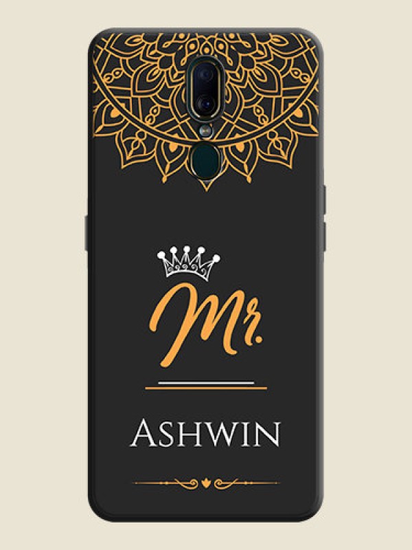Custom Mr Name with Floral Design  on Personalised Space Black Soft Matte Cases - Oppo A9