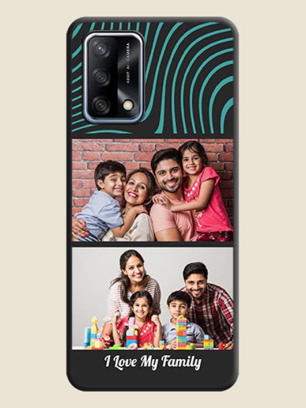 Custom Wave Pattern with 2 Image Holder on Space Black Personalized Soft Matte Phone Covers - Oppo F19