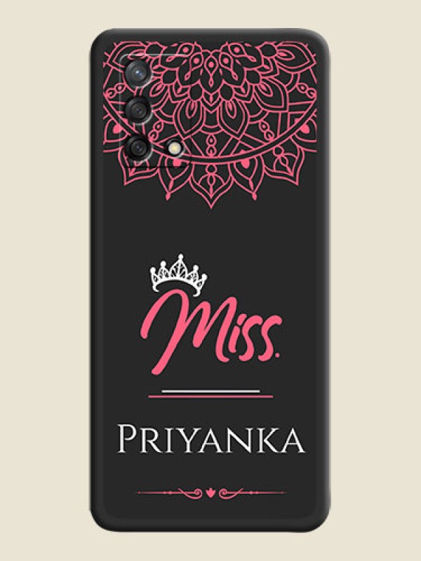 Custom Mrs Name with Floral Design on Space Black Personalized Soft Matte Phone Covers - Oppo F19s