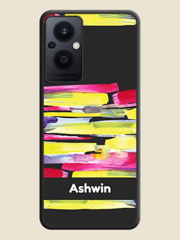 Custom Brush Coloured on Space Black Personalized Soft Matte Phone Covers - Oppo F21 Pro 5G