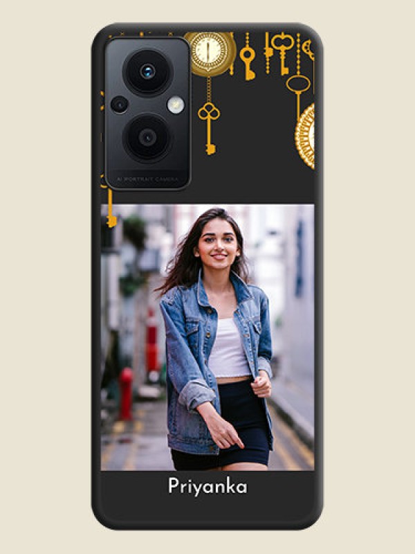 Custom Decorative Design with Text on Space Black Custom Soft Matte Back Cover - Oppo F21 Pro 5G