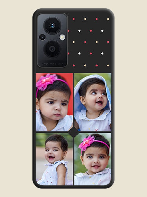 Custom Multicolor Dotted Pattern with 4 Image Holder on Space Black Custom Soft Matte Phone Cases - Oppo F21 Pro 5G