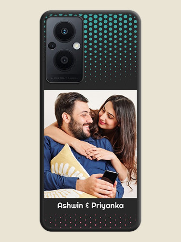 Custom Faded Dots with Grunge Photo Frame and Text on Space Black Custom Soft Matte Phone Cases - Oppo F21 Pro 5G