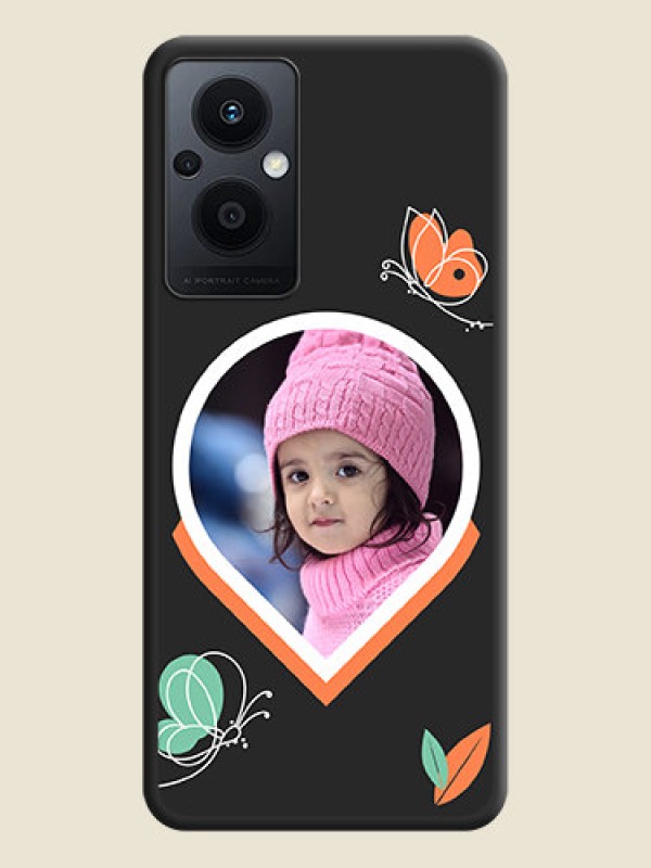 Custom Upload Pic With Simple Butterly Design On Space Black Personalized Soft Matte Phone Covers -Oppo F21 Pro 5G