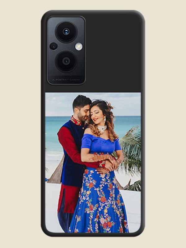 Custom Image Upload With Space Black Color On Custom Soft Matte Mobile Back Cover - Oppo F21S Pro 5G