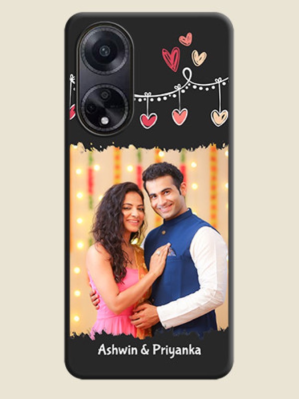Custom Pink Love Hangings with Name on Space Black Custom Soft Matte Phone Cases - Oppo F23 5G