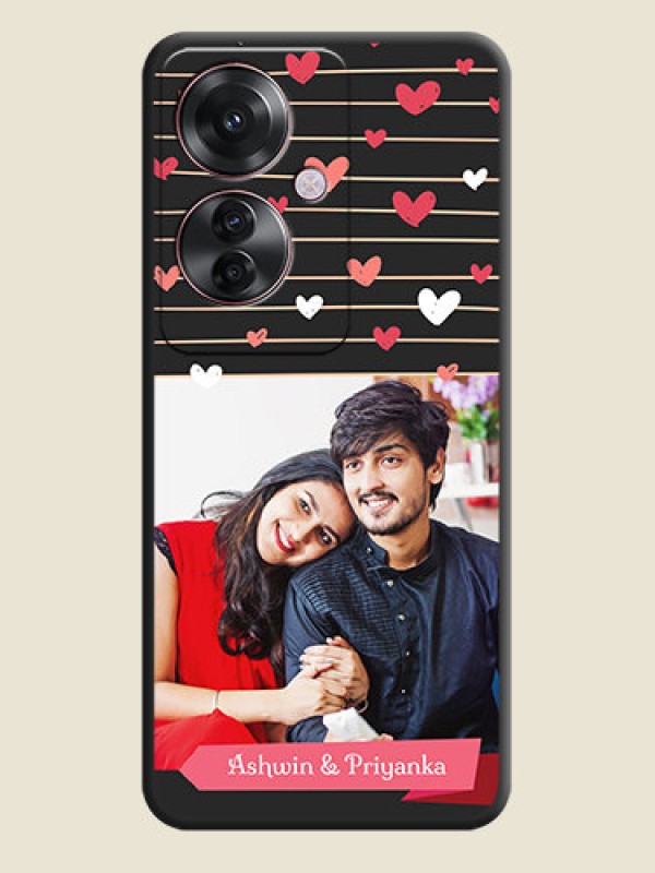Custom Love Pattern with Name on Pink Ribbon on Photo On Space Black Custom Soft Matte Mobile Back Cover - Oppo F25 Pro 5G