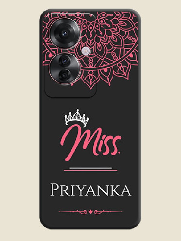 Custom Mrs Name with Floral Design On Space Black Custom Soft Matte Mobile Back Cover - Oppo F25 Pro 5G