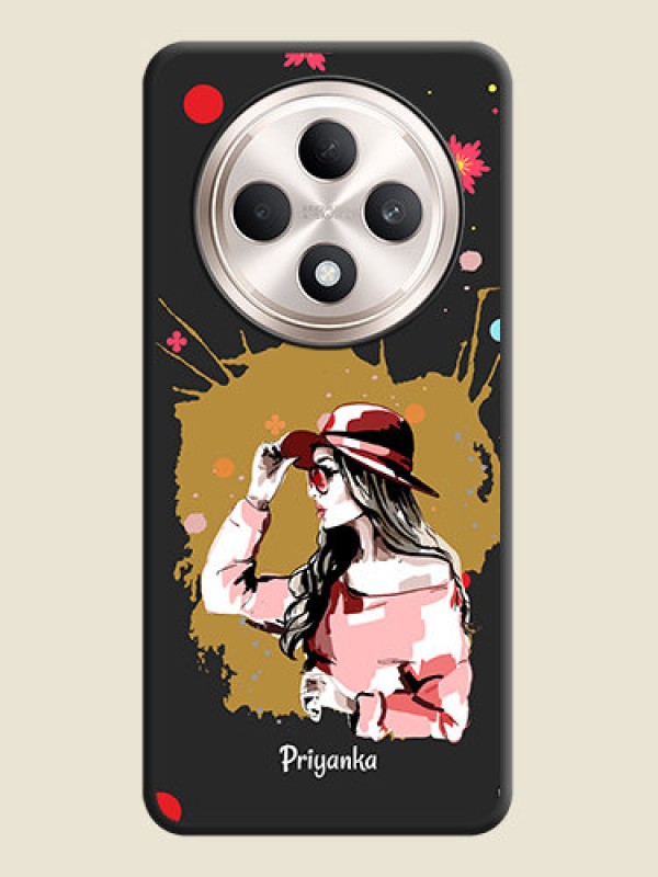 Custom Mordern Lady With Color Splash Background With Custom Text On Space Black Custom Soft Matte Mobile Back Cover - Oppo F27 5G
