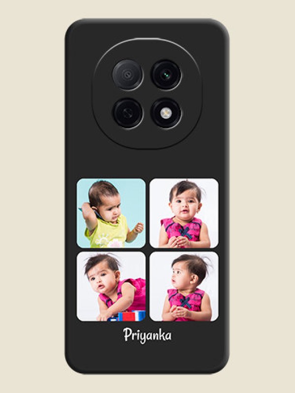 Custom Floral Art with 6 Image Holder on Photo On Space Black Custom Soft Matte Mobile Back Cover - Oppo F29 5G