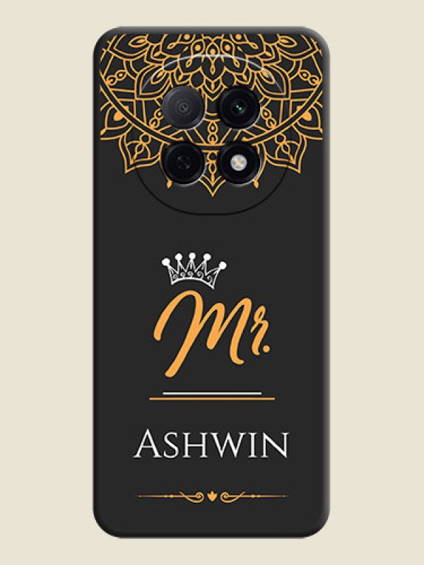 Custom Mr Name with Floral Design On Space Black Custom Soft Matte Mobile Back Cover - Oppo F29 Pro 5G