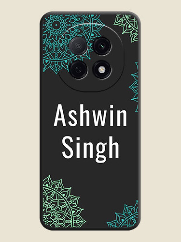Custom Your Name with Floral Design On Space Black Custom Soft Matte Mobile Back Cover - Oppo F29 Pro 5G