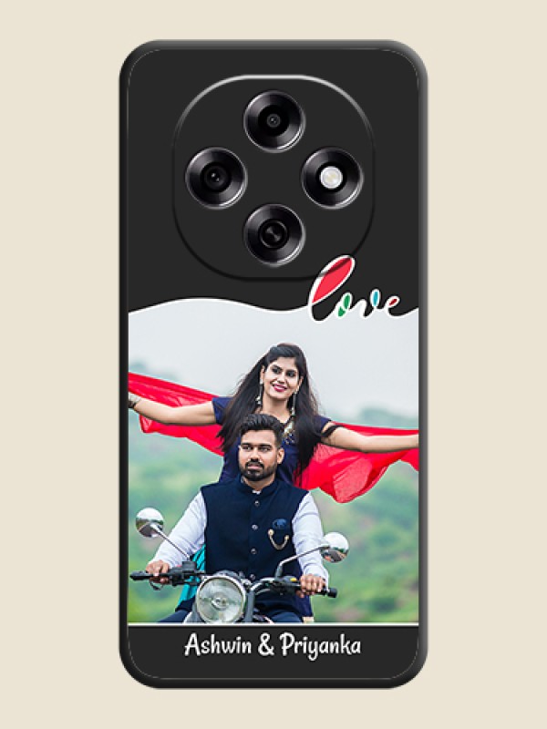 Custom Fall in Love Pattern with Picture on Photo On Space Black Custom Soft Matte Mobile Back Cover - Oppo F31 Pro 5G