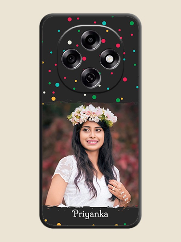 Custom Multicolor Dotted Pattern with Text On Space Black Custom Soft Matte Mobile Back Cover - Oppo F31 Pro 5G