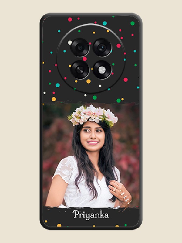 Custom Multicolor Dotted Pattern with Text On Space Black Custom Soft Matte Mobile Back Cover - Oppo F31 Pro Plus 5G