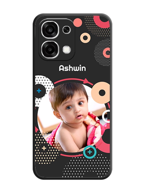 Custom Multicoloured Round Image On Space Black Custom Soft Matte Mobile Back Cover - Oppo F33 5G