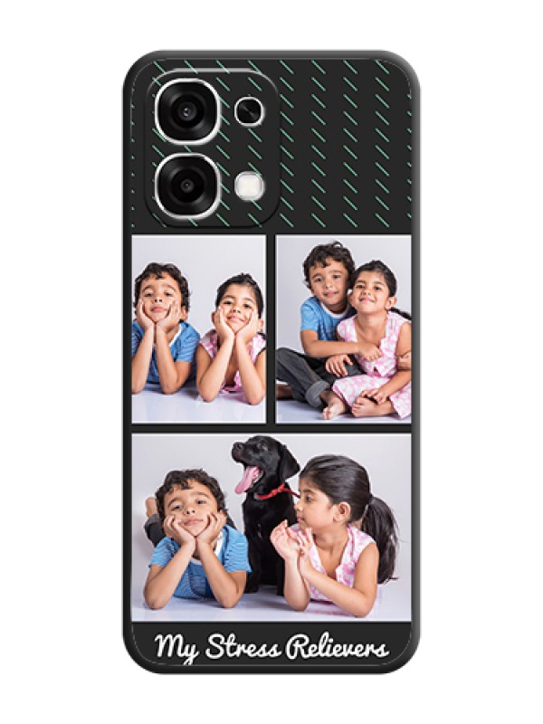Custom Cross Dotted Pattern with 2 Image Holder On Space Black Custom Soft Matte Mobile Back Cover - Oppo F33 5G