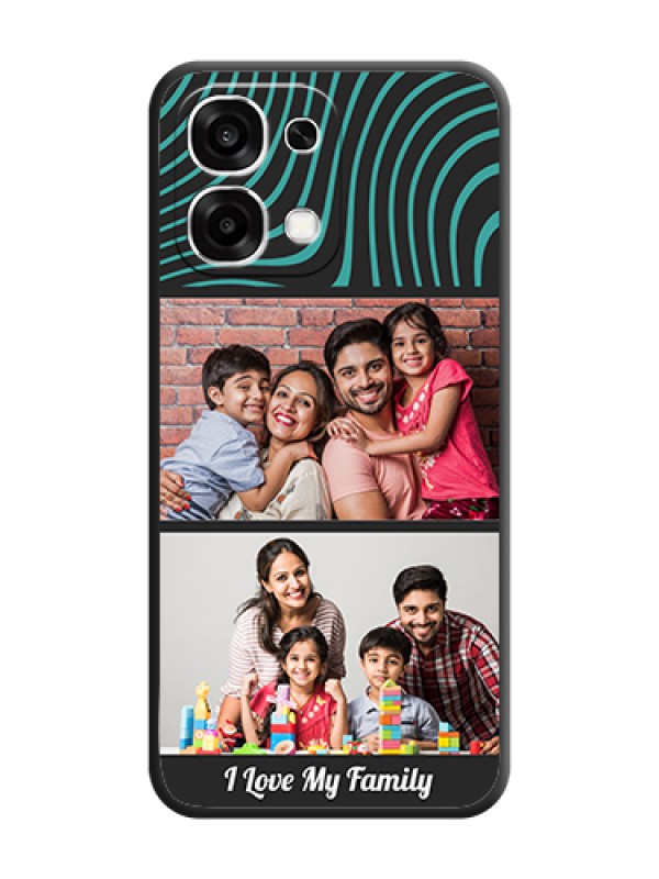 Custom Wave Pattern with 2 Image Holder On Space Black Custom Soft Matte Mobile Back Cover - Oppo F33 5G
