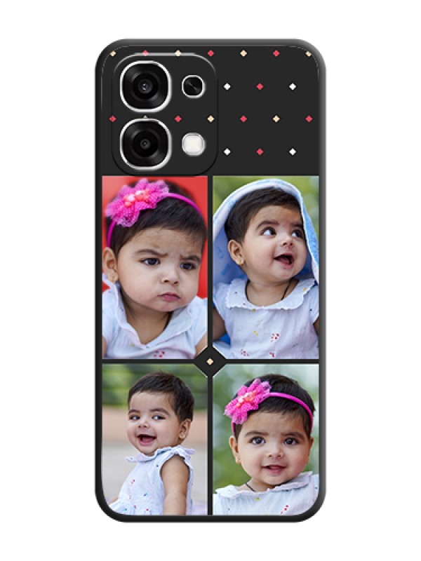 Custom Multicolor Dotted Pattern with 4 Image Holder On Space Black Custom Soft Matte Mobile Back Cover - Oppo F33 5G