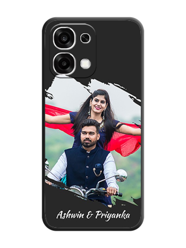 Custom Grunge Brush Strokes on Photo On Space Black Custom Soft Matte Mobile Back Cover - Oppo F33 5G