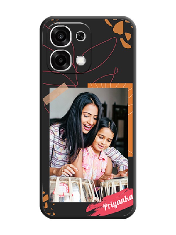 Custom Orange Photo Frame On Space Black Custom Soft Matte Mobile Back Cover - Oppo F33 5G