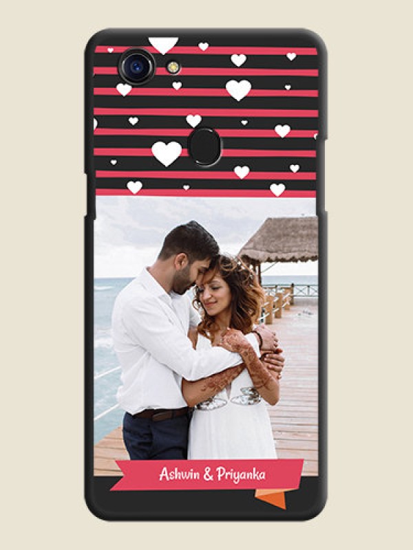 Custom White Color Love Symbols with Pink Lines Pattern on Space Black Custom Soft Matte Phone Cases - Oppo F5