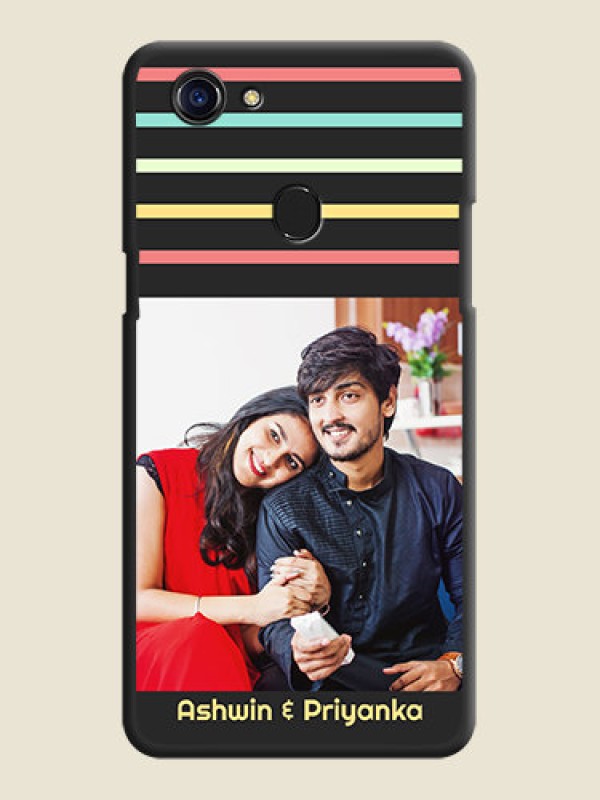 Custom Color Stripes with Photo and Text on Photo on Space Black Soft Matte Mobile Case - Oppo F5
