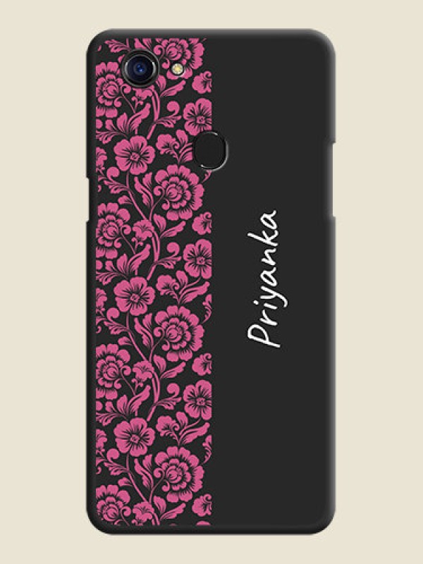Custom Pink Floral Pattern Design With Custom Text On Space Black Personalized Soft Matte Phone Covers -Oppo F5