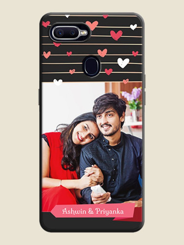 Custom Love Pattern with Name on Pink Ribbon  - Photo on Space Black Soft Matte Back Cover - Oppo F9 Pro