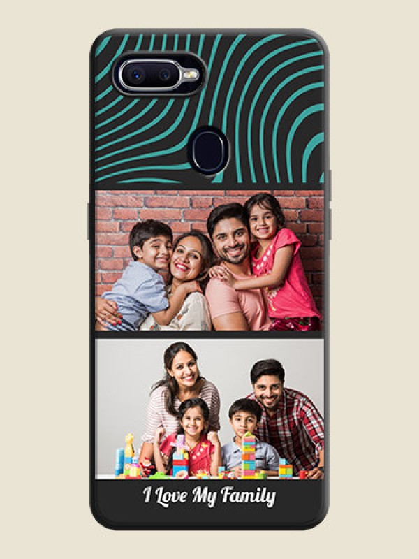 Custom Wave Pattern with 2 Image Holder on Space Black Personalized Soft Matte Phone Covers - Oppo F9 Pro