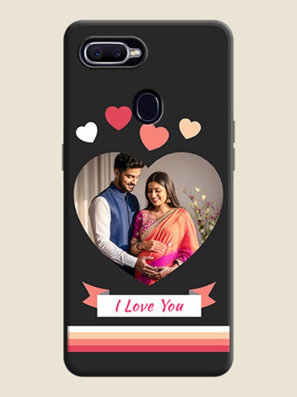 Custom Love Shaped Photo with Colorful Stripes on Personalised Space Black Soft Matte Cases - Oppo F9