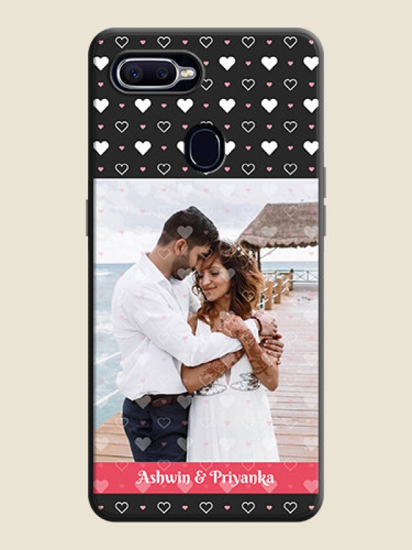 Custom White Color Love Symbols with Text Design - Photo on Space Black Soft Matte Phone Cover - Oppo F9