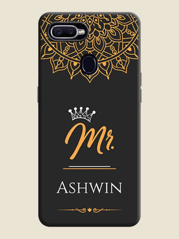 Custom Mr Name with Floral Design  on Personalised Space Black Soft Matte Cases - Oppo F9