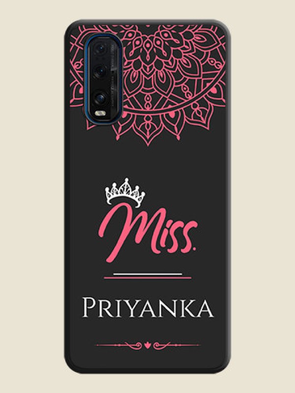 Custom Mrs Name with Floral Design on Space Black Personalized Soft Matte Phone Covers - Oppo Find X2