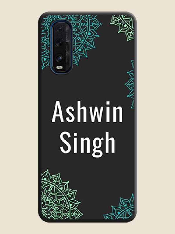 Custom Your Name with Floral Design on Space Black Custom Soft Matte Back Cover - Oppo Find X2