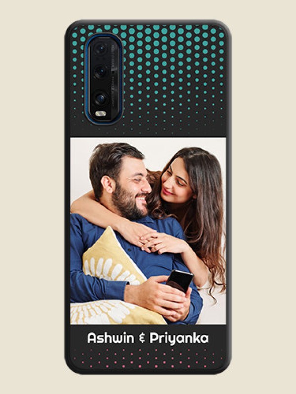 Custom Faded Dots with Grunge Photo Frame and Text on Space Black Custom Soft Matte Phone Cases - Oppo Find X2
