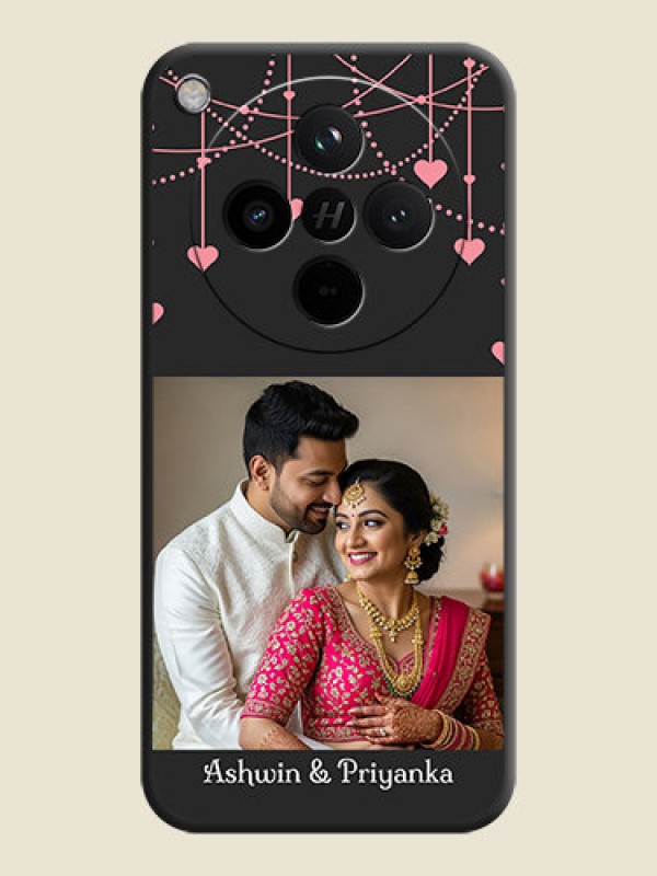 Custom Pink Love Hangings with Text On Space Black Custom Soft Matte Mobile Back Cover - Oppo Find X8 5G