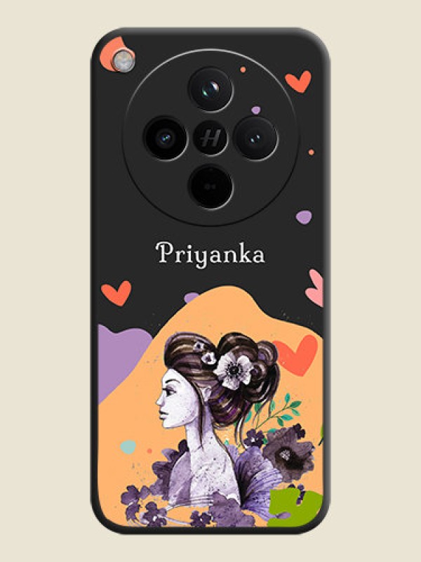 Custom Namecase For Her With Fancy Lady Image On Space Black Custom Soft Matte Mobile Back Cover - Oppo Find X8 5G
