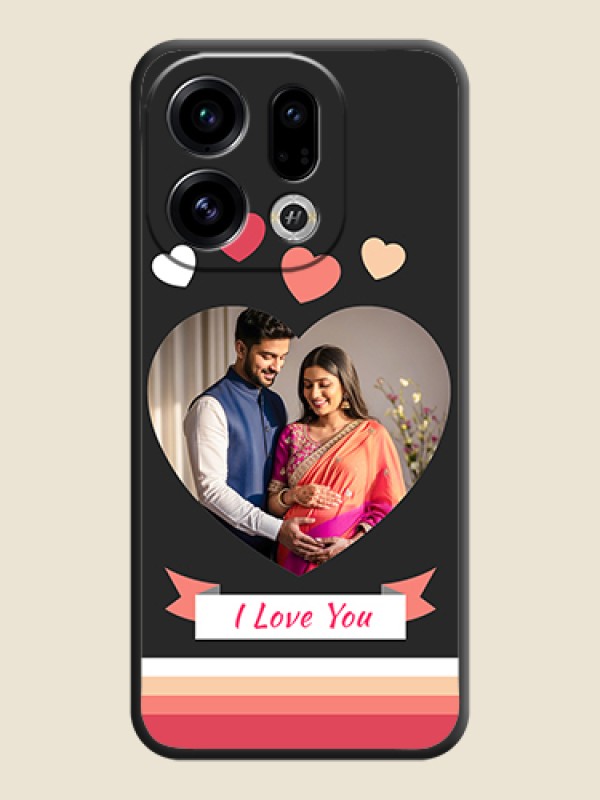 Custom Love Shaped Photo with Colorful Stripes On Space Black Custom Soft Matte Mobile Back Cover - Oppo Find X9 5G
