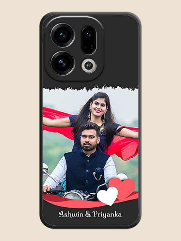 Custom Pin Color Love Shaped Ribbon Design with Text On Space Black Custom Soft Matte Mobile Back Cover - Oppo Find X9 5G