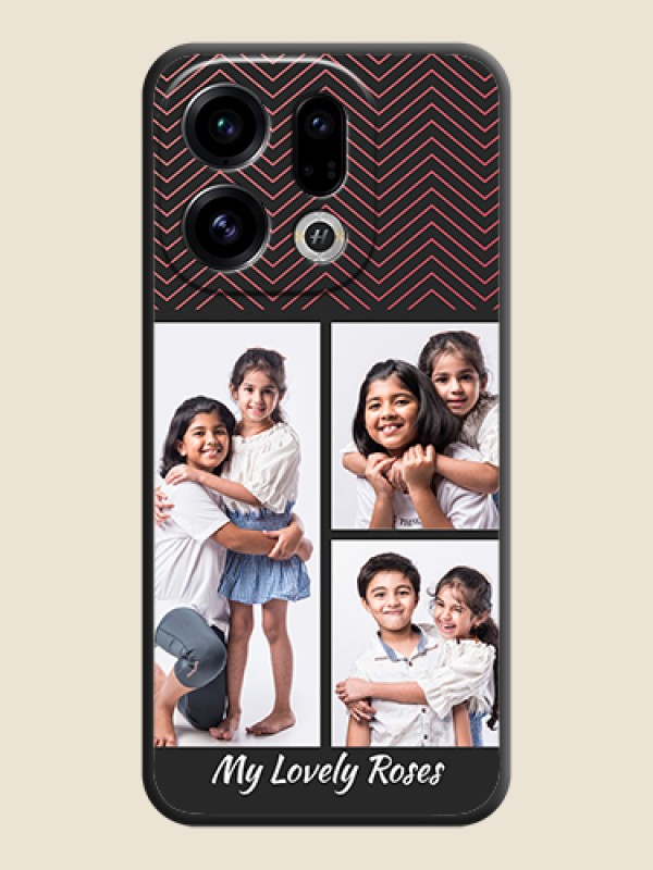 Custom Wave Pattern with 3 Image Holder On Space Black Custom Soft Matte Mobile Back Cover - Oppo Find X9 5G