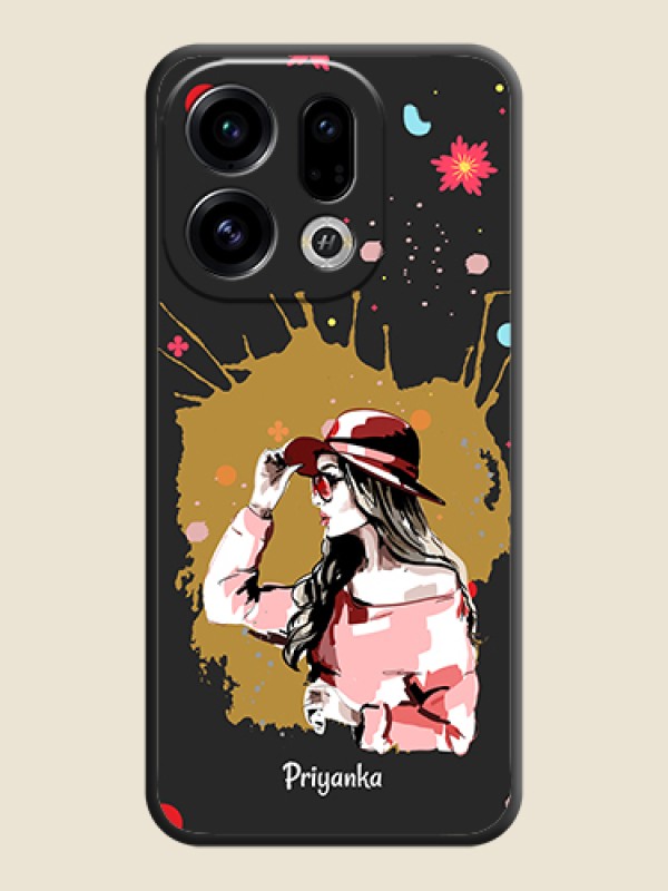 Custom Mordern Lady With Color Splash Background With Custom Text On Space Black Custom Soft Matte Mobile Back Cover - Oppo Find X9 5G