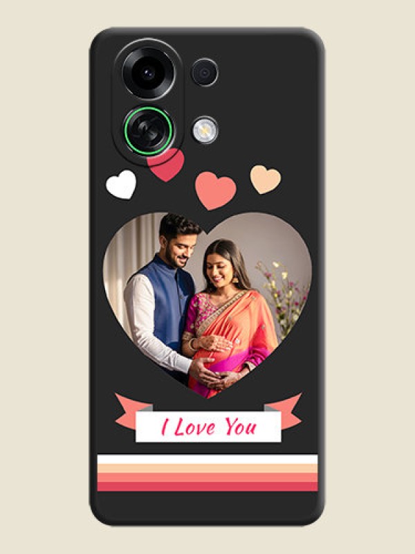 Custom Love Shaped Photo with Colorful Stripes On Space Black Custom Soft Matte Mobile Back Cover - Oppo K13 Turbo 5G