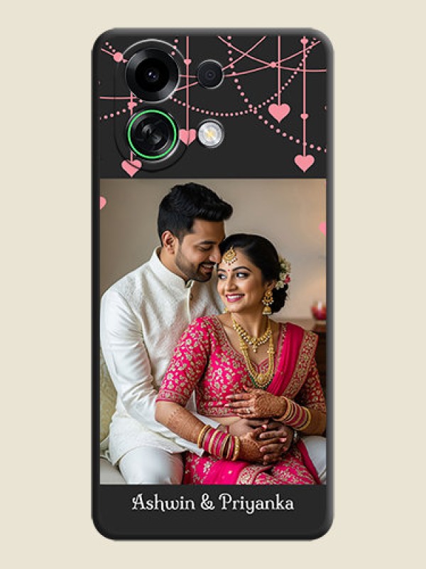 Custom Pink Love Hangings with Text On Space Black Custom Soft Matte Mobile Back Cover - Oppo K13 Turbo 5G