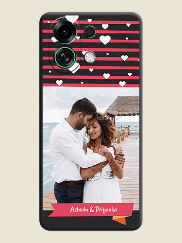 Custom White Color Love Symbols with Pink Lines Pattern On Space Black Custom Soft Matte Mobile Back Cover - Oppo K13 Turbo 5G