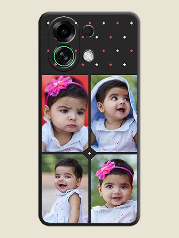Custom Multicolor Dotted Pattern with 4 Image Holder On Space Black Custom Soft Matte Mobile Back Cover - Oppo K13 Turbo 5G