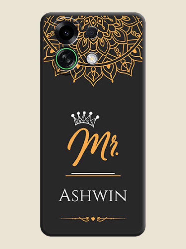 Custom Mr Name with Floral Design On Space Black Custom Soft Matte Mobile Back Cover - Oppo K13 Turbo 5G