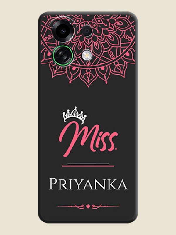 Custom Mrs Name with Floral Design On Space Black Custom Soft Matte Mobile Back Cover - Oppo K13 Turbo 5G