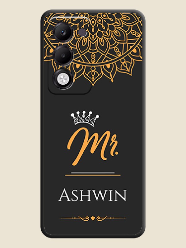 Custom Mr Name with Floral Design On Space Black Custom Soft Matte Mobile Back Cover - Oppo k13x 5G